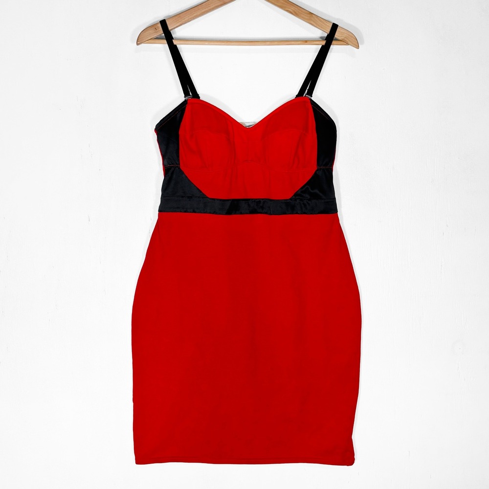 VTG 90s Y2K Victorias Secret Bra Tops Faux Suede Bodycon Mini Dress Sz L‎ Sexy